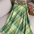 Women's Plaid Print High Waist Casual A-Line Skirt