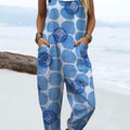 Women's Vintage  Flowers Art Print Casual 100% Cotton Wide Leg Jumpsuit