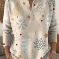 Beautiful Cute Winter Snowflake Christmas Tree Painting Art Print Buttoned Cardigan Sweater