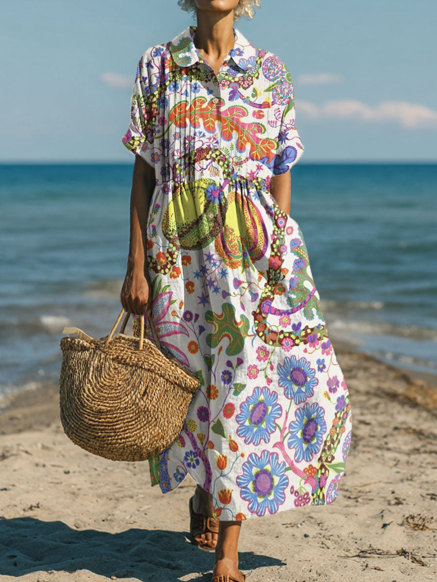 Women's Mixed Apricots And Flowers Art Print Dress