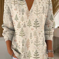 Women's Christmas Tree Art Printed Casual Sweater