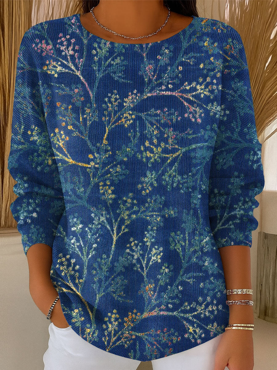 Women's Vintage Pattern Art Print Casual Pullover Sweater