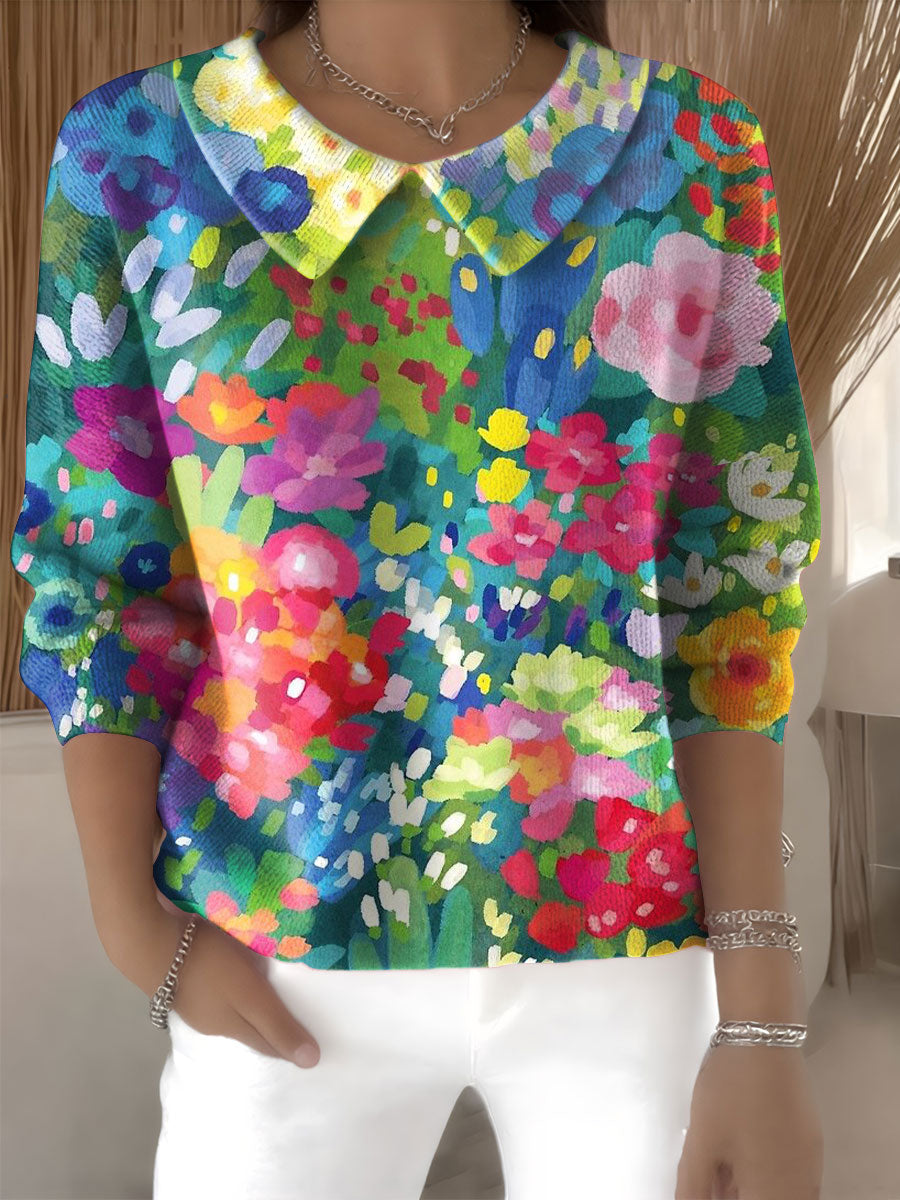 womens-floral-flowers-casual-print-peter-pan-collar-3-4-sleeve-sweater-soj1