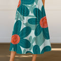 Women's Retro Floral Flowers Print High Waist Casual A-Line Skirt