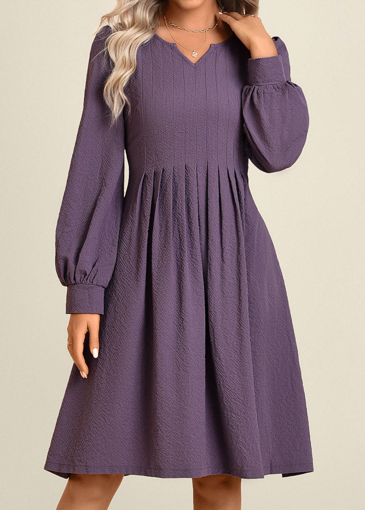 Dusty Purple Split Long Sleeve Dress