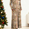 Women's Floral Pattern Art Print Long-sleeved Dress