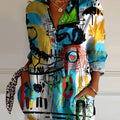 Women's Vintage Abstract Pattern Art Print Casual Cotton Shirt