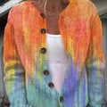 Women's Gradient Pattern Art Print Buttoned Cardigan Sweater