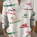 Christmas Animal Dog Skiing Pattern Art Print Buttoned Cardigan Sweater
