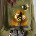 womens-funny-bee-art-print-casual-pullover-sweater