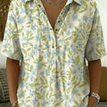 Women's Floral Print Casual Cotton-linen Shirt