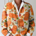 womens-vintage-pumpkin-pattern-art-print-buttoned-cardigan-sweater