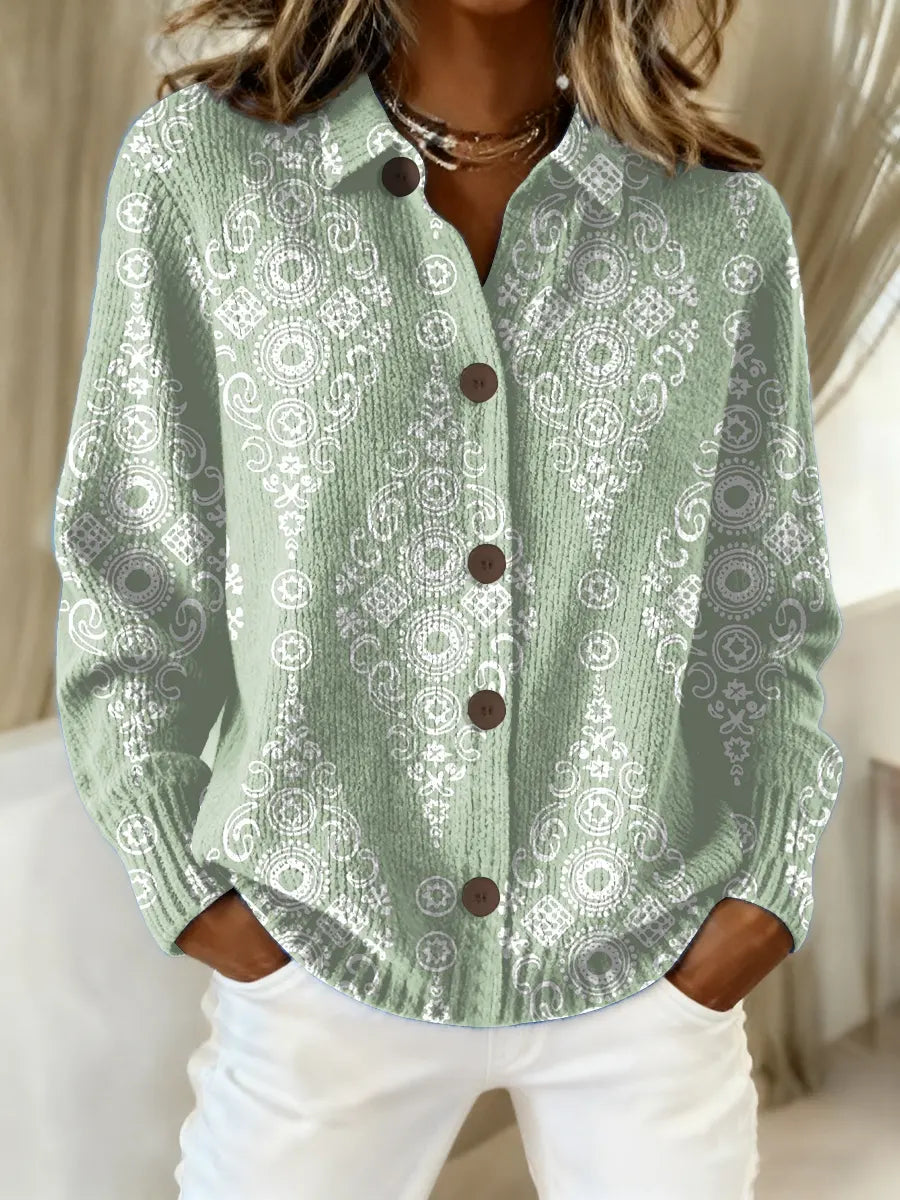 Women's Vintage Abstract Geometry Art Print Casual Sweater