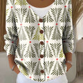 Christmas Tree Print Buttoned V-neck Cardigan Sweater