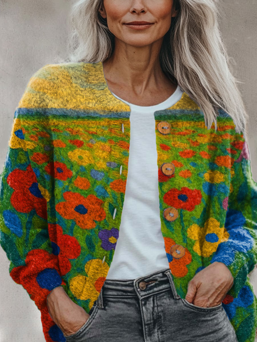 floral-multicolor-print-buttoned-cardigan-sweater