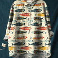 Women's Cute Cartoon Fish Print Casual Cotton And Linen Shirt
