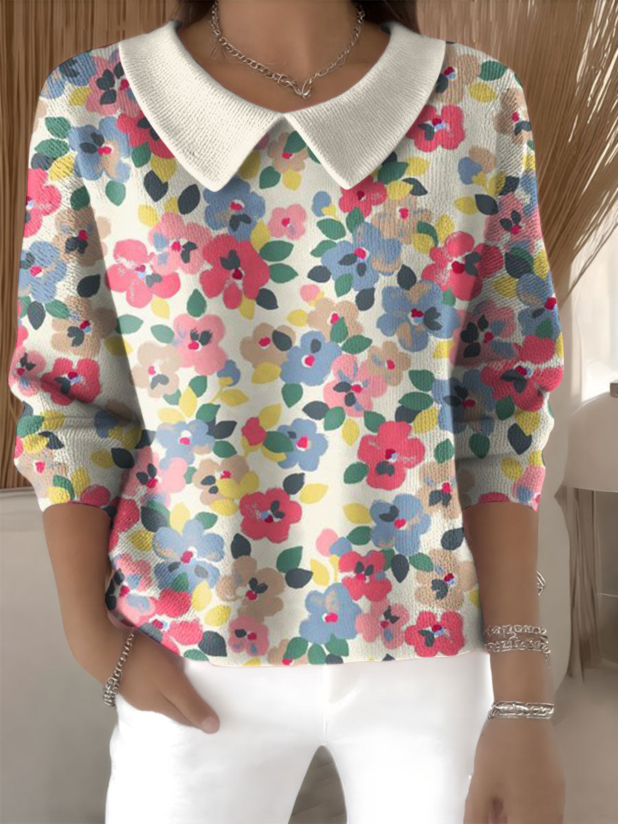 womens-floral-flowers-casual-print-peter-pan-collar-3-4-sleeve-sweater-hl9x