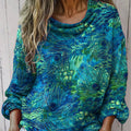 Women's  Vintage  Gorgeous Peacock Feathers  Art Print Casual Long Sleeve Comfortable Cotton Shirt