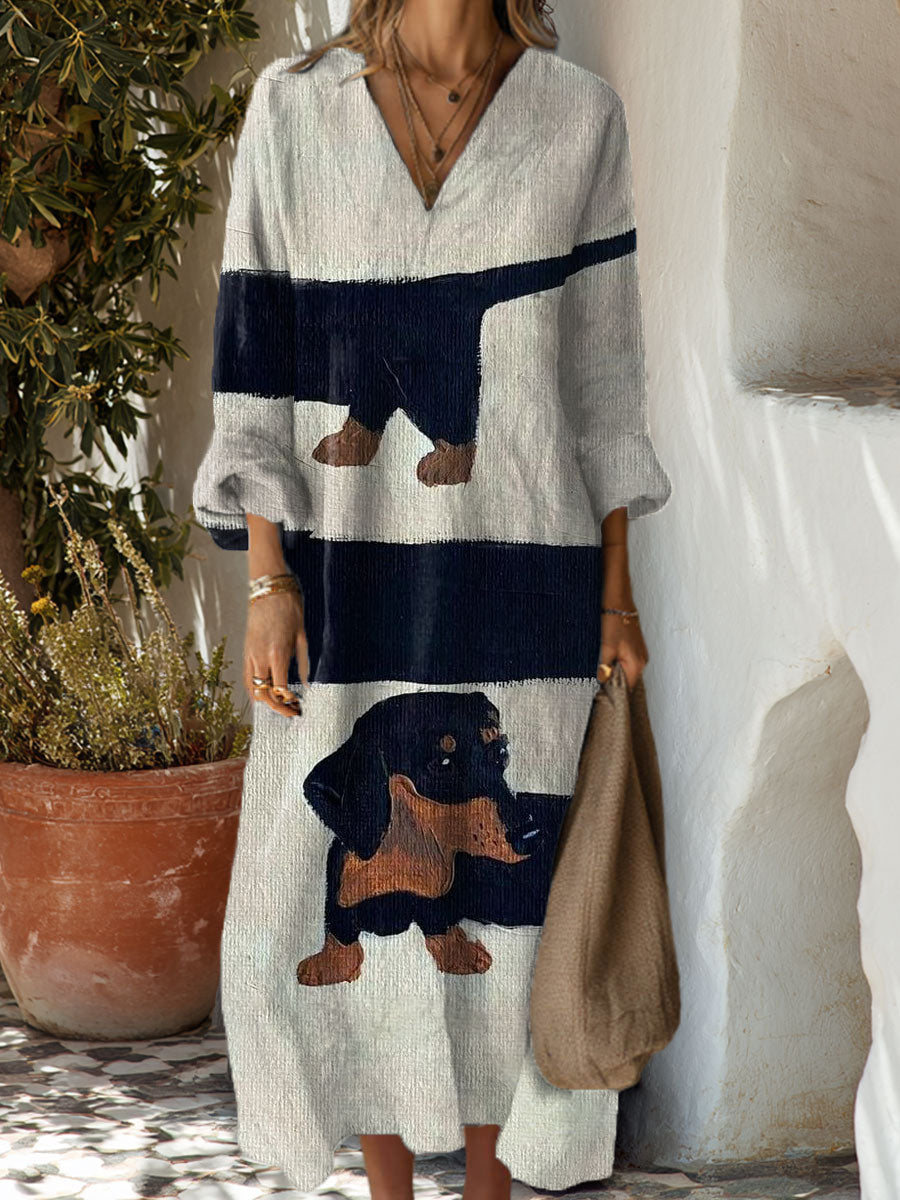 Women's Dachshund Vintage Art Print Dress