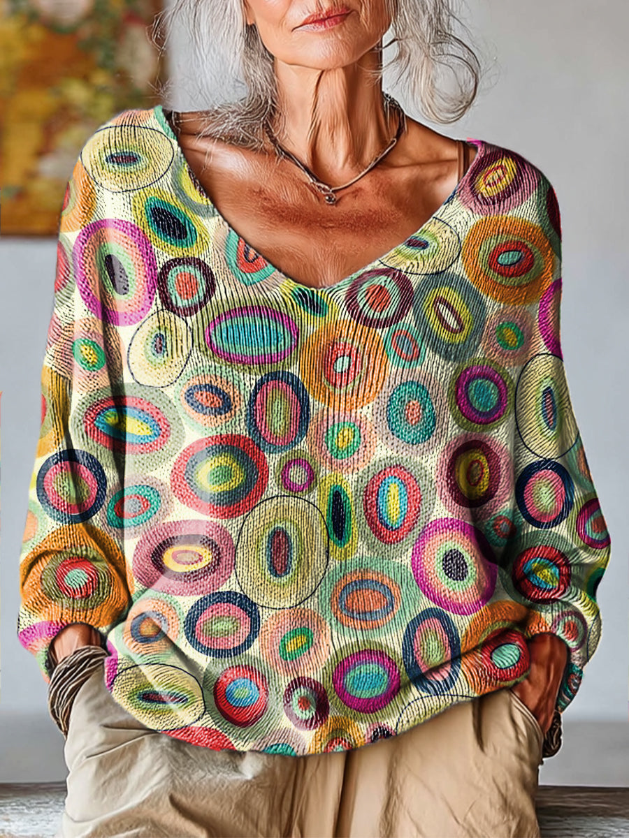 womens-abstract-colorful-circular-painting-art-print-casual-pullover-sweater