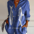 Sardine Fish Graphic Printed Women's Casual Cotton Shirt