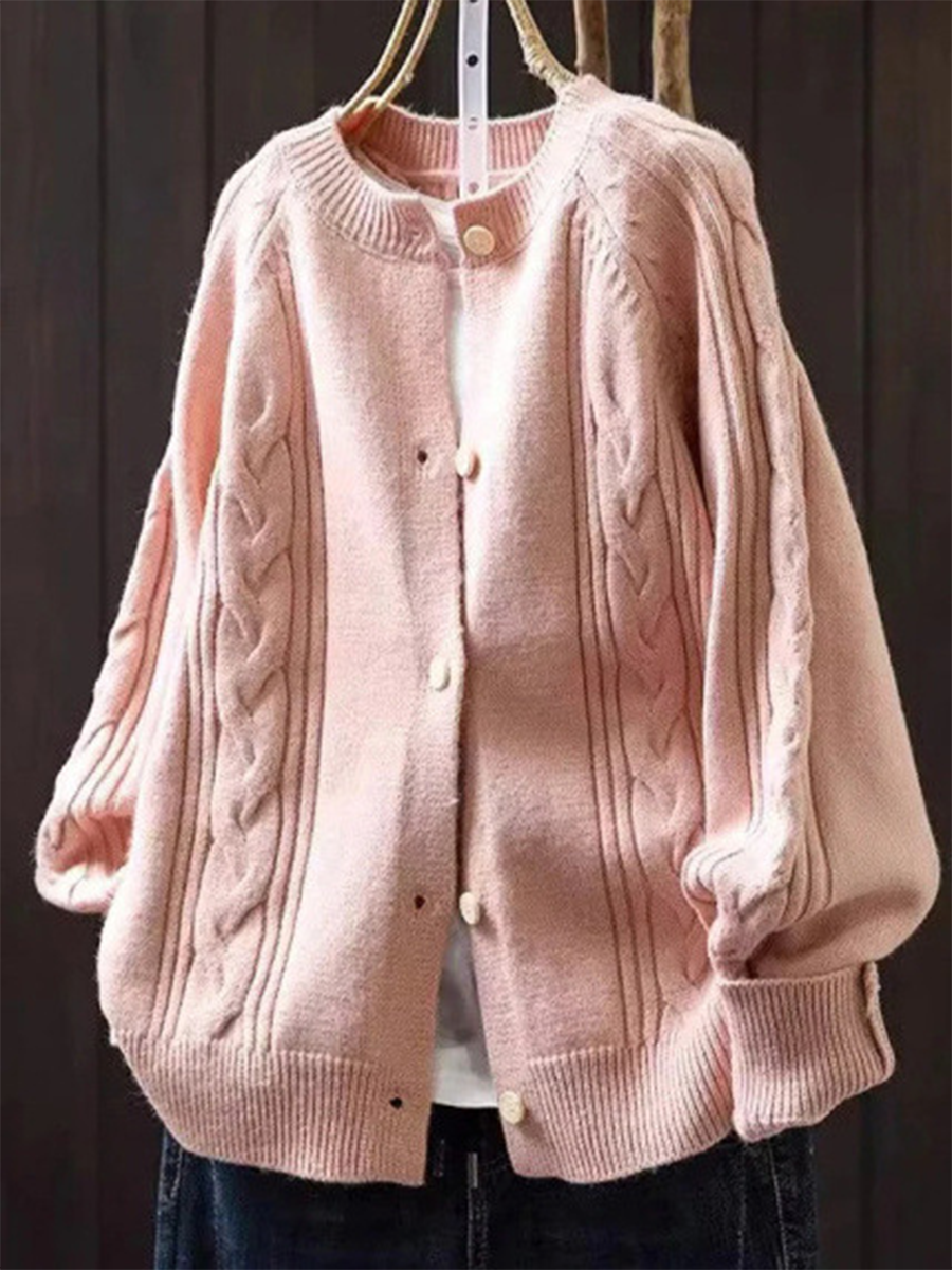 Vintage Cable Button Knit Cardigan Sweater