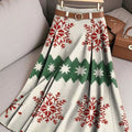 Women's Vintage Beautiful Winter Snowflake Art Print Cotton Skirt