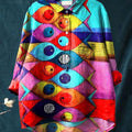 Women's Vintage Abstract Fish Art Print Casual Cotton And Linen Shirt
