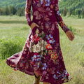 Women's Flowers Floral Art Print Long-sleeved Dress