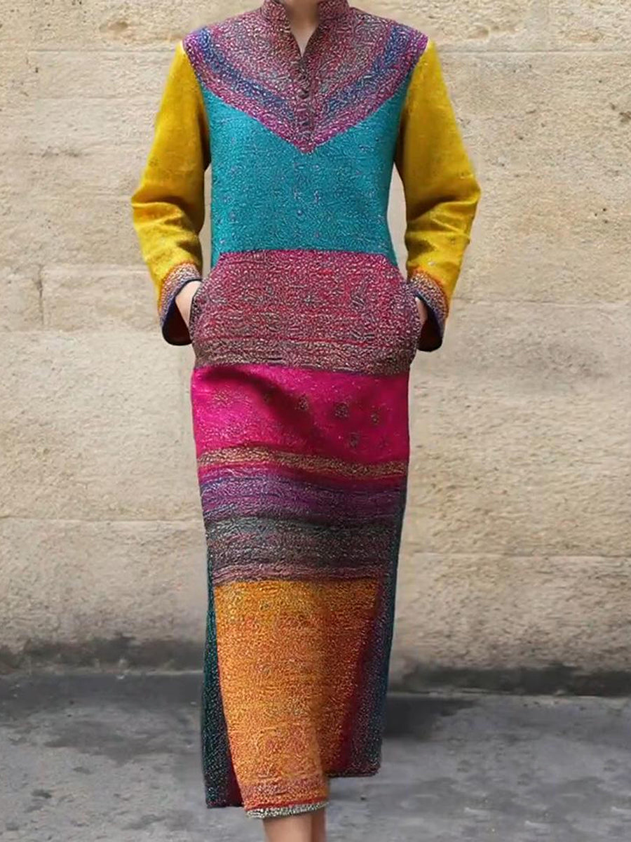 Women's Retro Printed Maxi Dress