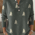Vintage Christmas Tree Art Print Buttoned Cardigan Sweater