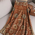 Women's Vintage Ethnic Floral Art Print Cotton Skirt