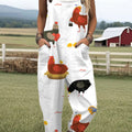 Women's Funny Chick Art  Print Casual 100% Cotton Wide Leg Jumpsuit