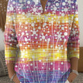 Women's Multicolor Flowers Pattern Art Print Buttoned Cardigan Sweater