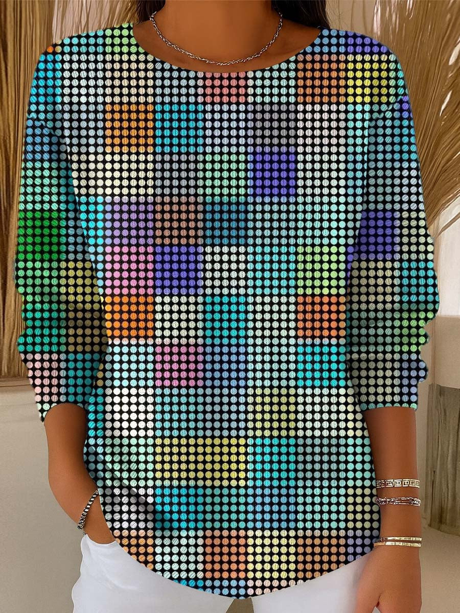 Women's Abstract Geometric Pattern Art Print Casual Pullover Sweater