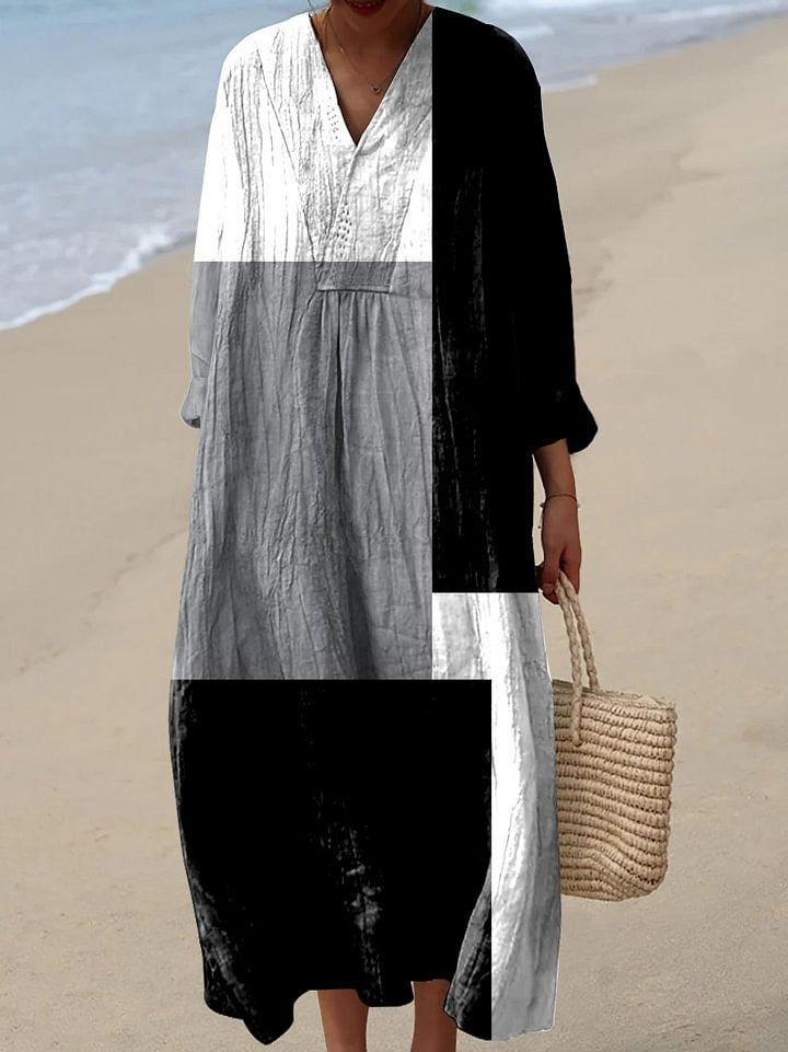 Women's Abstract Geometric Pattern Art Print Casual 100% Cotton Wide Leg Jumpsuit