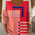 Women's Abstract Geometric  Vintage Art Print Casual Pullover Sweater