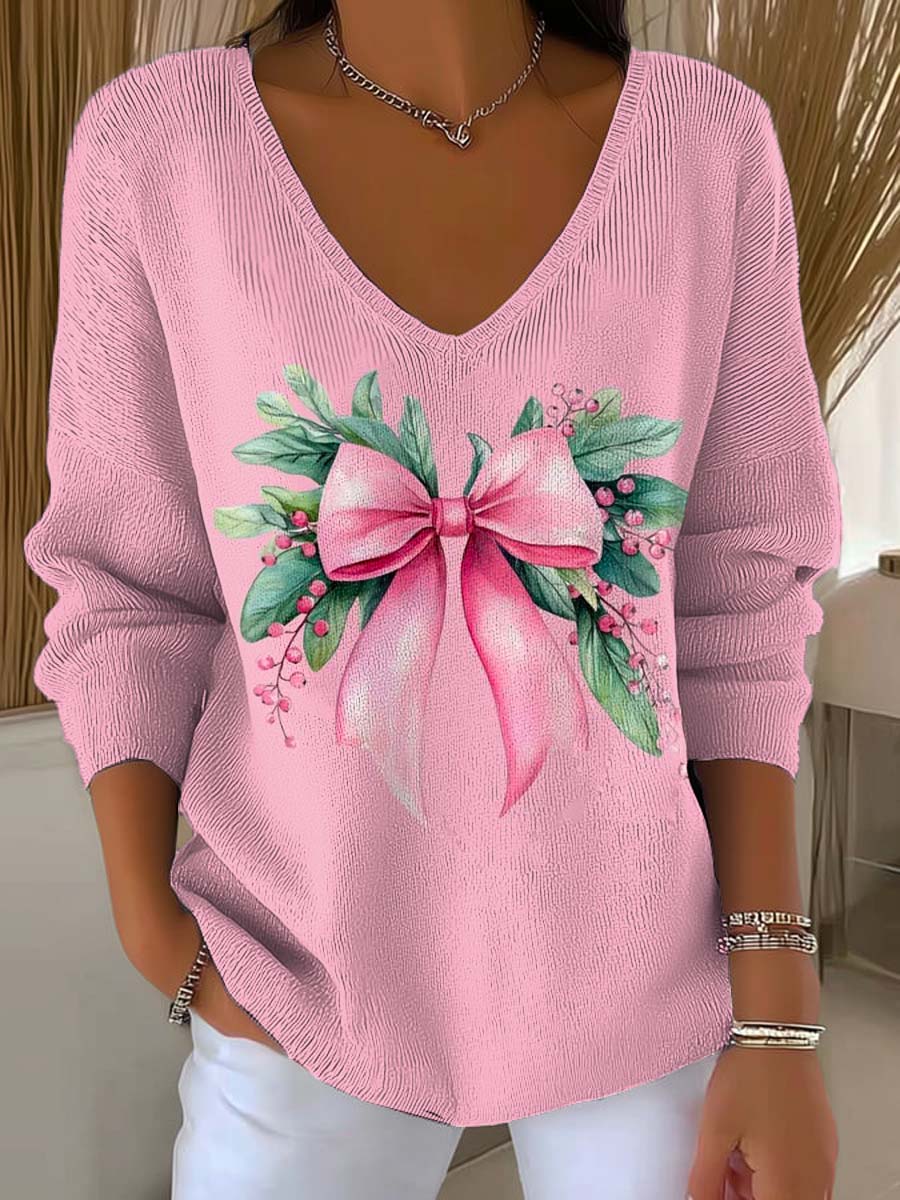 Women's Christmas Pattern Art Print Casual Pullover Sweater
