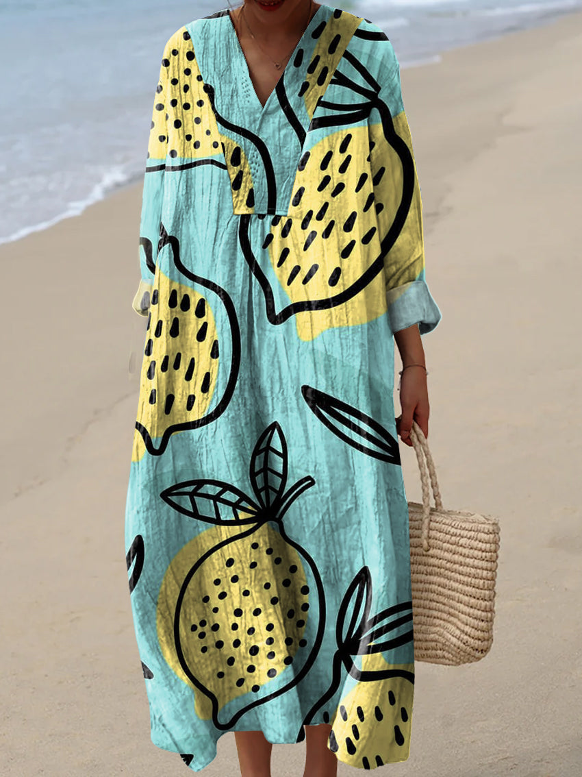 Women's Lemon Pattern  Art Print Dress