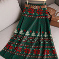 Women's Vintage Beautiful Christmas Tree Snowflake Pattern Art Print Cotton Skirt