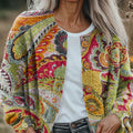Women's Vintage Lovely Floral Art Print Buttoned Cardigan Sweater