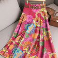 Women's Vintage Flower Art Print Cotton Skirt
