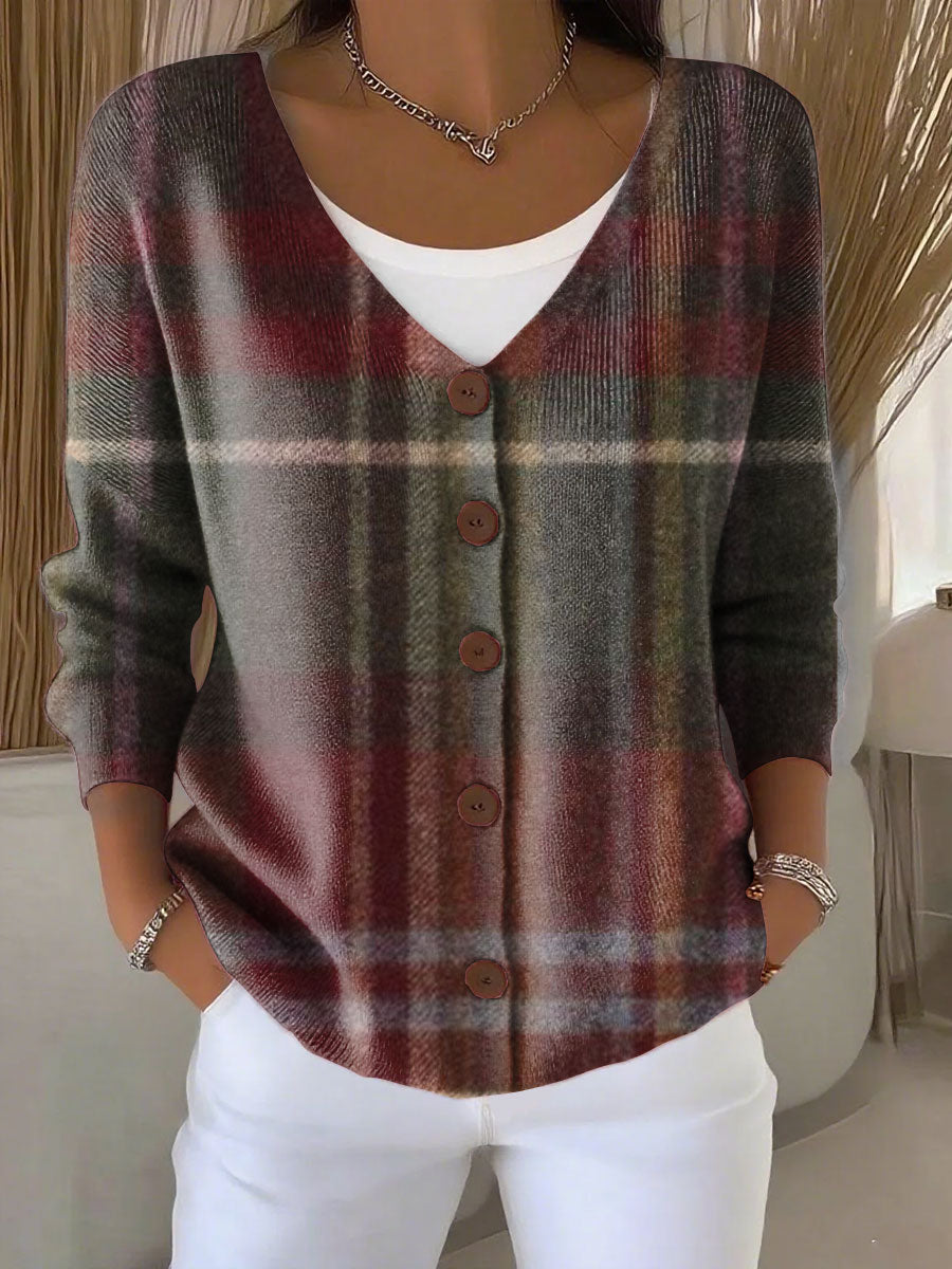 retro-plaid-pattern-print-buttoned-v-neck-cardigan-sweater-1a4h