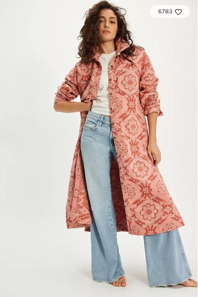 Jacquard Maxi Shirt Jacket