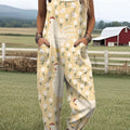 Women's  Funny Chicken Art Print Casual 100% Cotton Wide Leg Jumpsuit