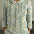 womens-vintage-floral-flower-art-print-casual-peter-pan-collar-3-4-sleeve-sweater