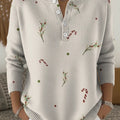 Minimalist Christmas Elements Print Buttoned Cardigan Sweater