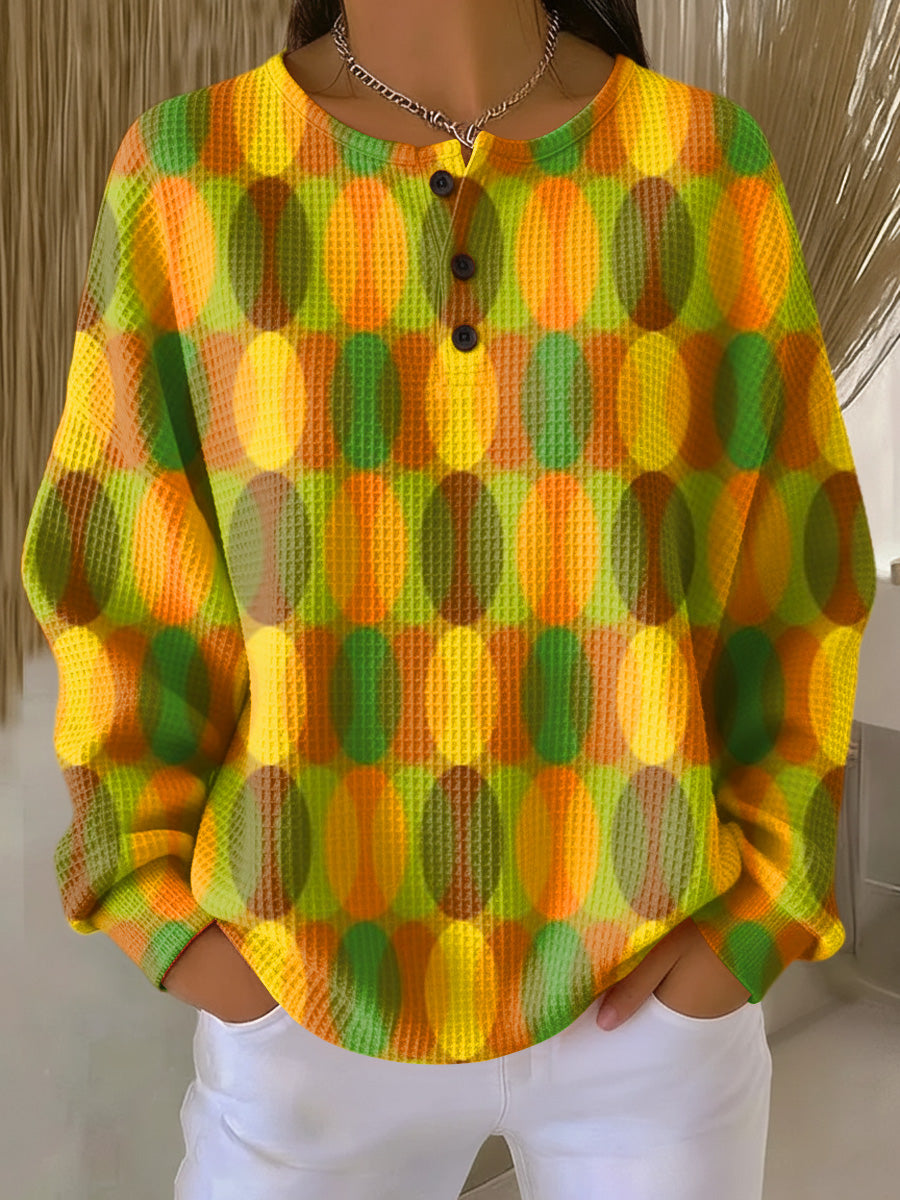 Women's Beautiful Abstract Oval Geometric Art Print Casual Cotton Sweatshirt