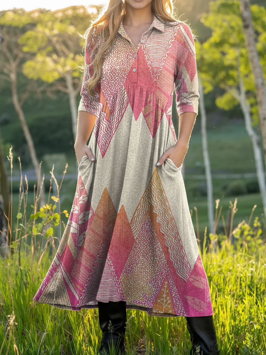 Women's Retro Geometric Colors Art Casual Print Dress