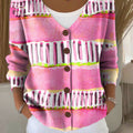 Gradient Colors Print Buttoned V-neck Cardigan Sweater
